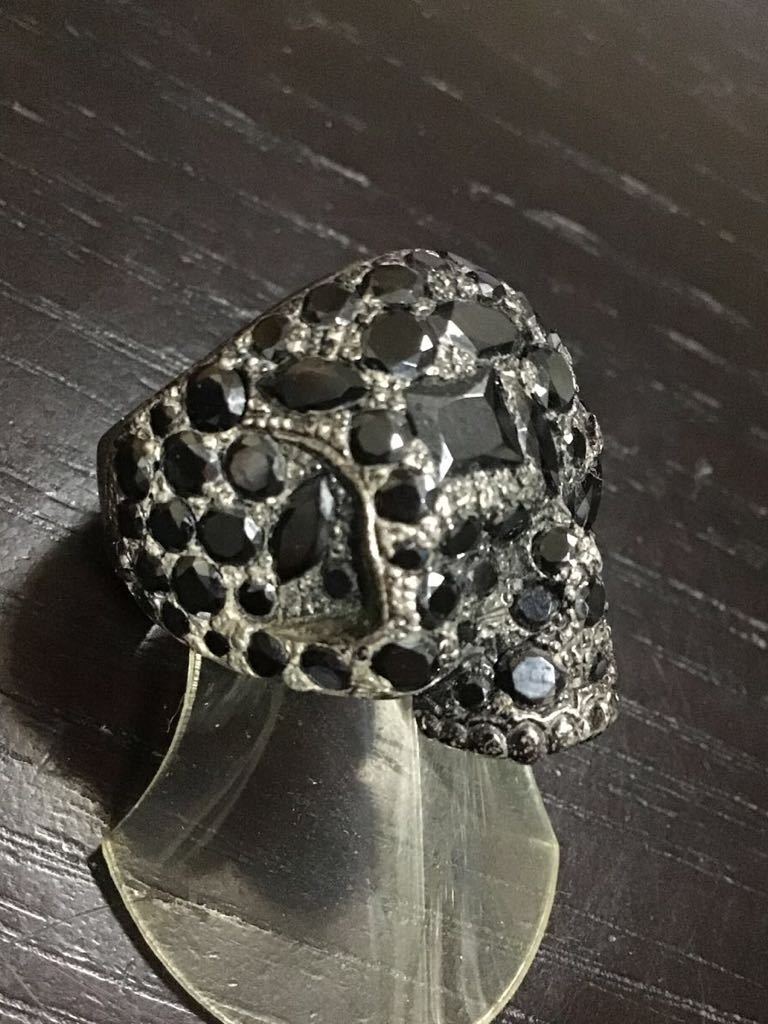 【美品 】ヴェルヴェットラウンジ スカルリング 17号 ブラック　SV925 定価57，200円 Velvet Lounge スターダスト スカルリング 17号