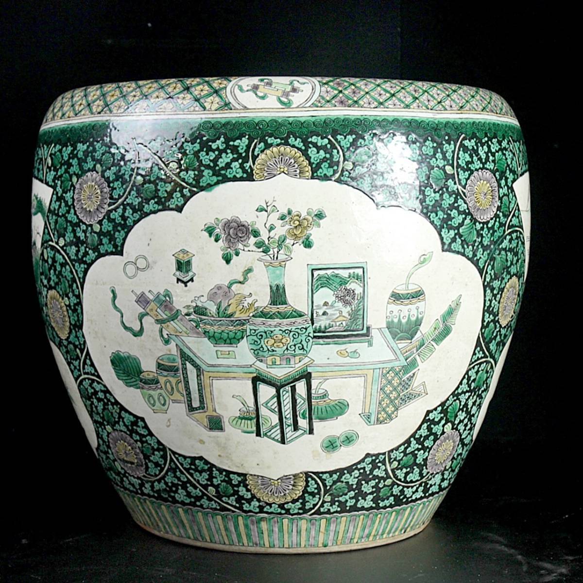 ◇舩◇ 中国古玩 粉彩宝尽図鉢 36cm 極上品 唐物骨董 [N333]OPd/20.11