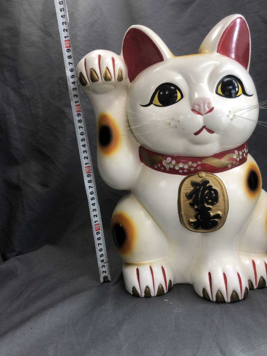 招き猫 白猫 大型 40cm 右手招き猫 お金を招く 千客万来 千万両 貯金箱 開運置物 招福 和風 売買されたオークション情報 Yahooの商品情報をアーカイブ公開 オークファン Aucfan Com