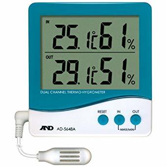 ホワイト A&D 外部センサー付き温湿度計 AD-5648A