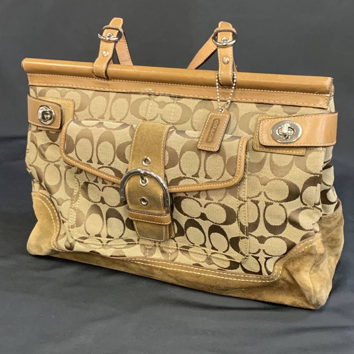 梨32）COACH コーチ ハンドバッグ キャメル COACH（コーチ）」から大 