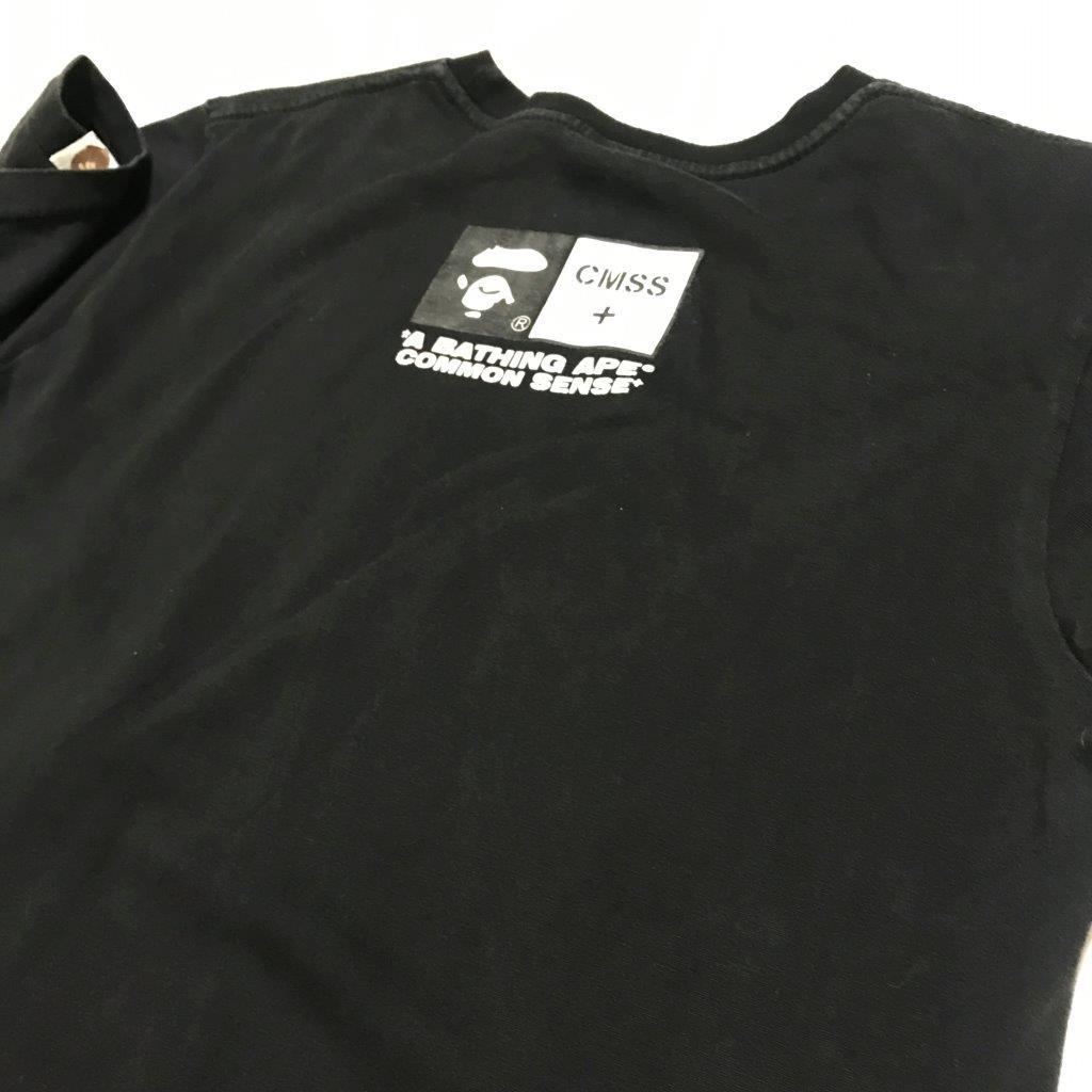 ★common sense×BAPE コモンセンス エイプ★半袖 ロゴ プリント Ｔシャツ 黒 ブラック size M 管:B:05 BATHING A APE 値下げ⭕️ - ON