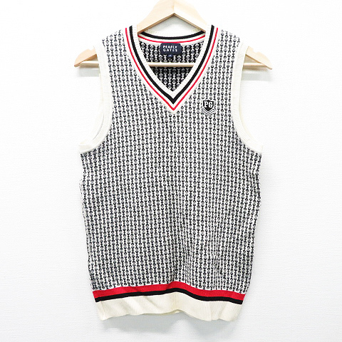 PEARLY GATES パーリーゲイツ Vネックウールニットベスト 総柄