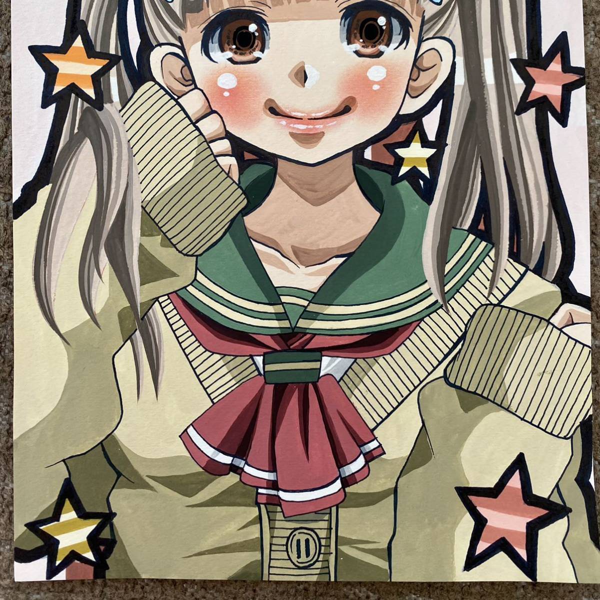 同人手描きイラスト オリジナル 創作 セーラー服 セーター ツインテール女の子 サイズ 手描きイラスト 売買されたオークション情報 Yahooの商品情報をアーカイブ公開 オークファン Aucfan Com
