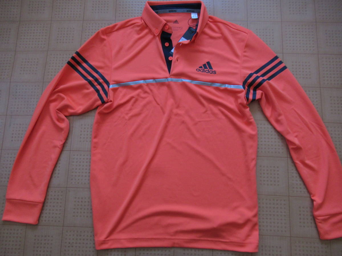 即決新品 adidas アディダス ゴルフ 長袖シャツ オレンジＭサイズ