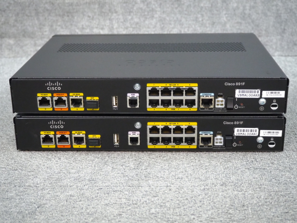 2] ☆ 2台セット！ ☆ Cisco 800シリーズ C891FJ-K9 ☆ ACアダプタ×1