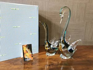 ❤ マルティガラスMulti Glass 鳳凰ペア☆ヴンテージガラス 置物 ❤ マルティガラスMulti Glass 鳳凰ペア☆ヴンテージガラス 置物