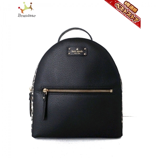 ケイトスペード Kate spade リュックサック WKRU5428 - レザー 黒×ライトベージュ×ブラウンベージュ 豹柄 美品 バッグ