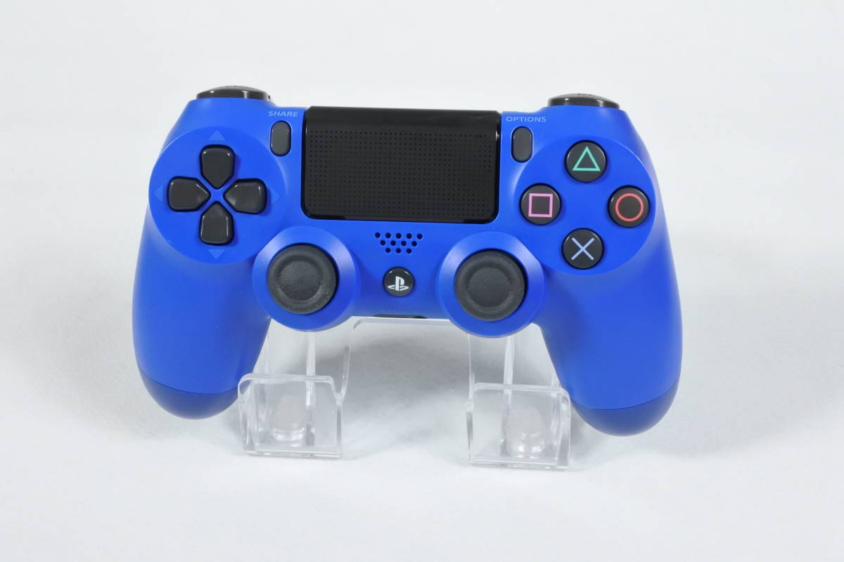 ★★ 超美品 ★★送料450円～ SONY PS4 本体 用 純正 ワイヤレス コントローラー DUALSHOCK4 ウエイブ ブルー 《動作確認済・清掃済》607