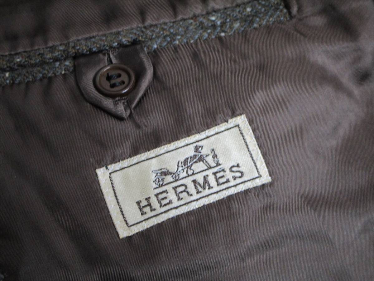 良品 HERMES エルメス ヘリンボーン ミックスツイード 3B カシミヤ ジャケット 58 ブラウン イタリア製 正規品 ST ジャケット マルジェラ期 ツイスト＆ポッシュ HERMES(エルメス) ハリスツイード アウトレットHarris