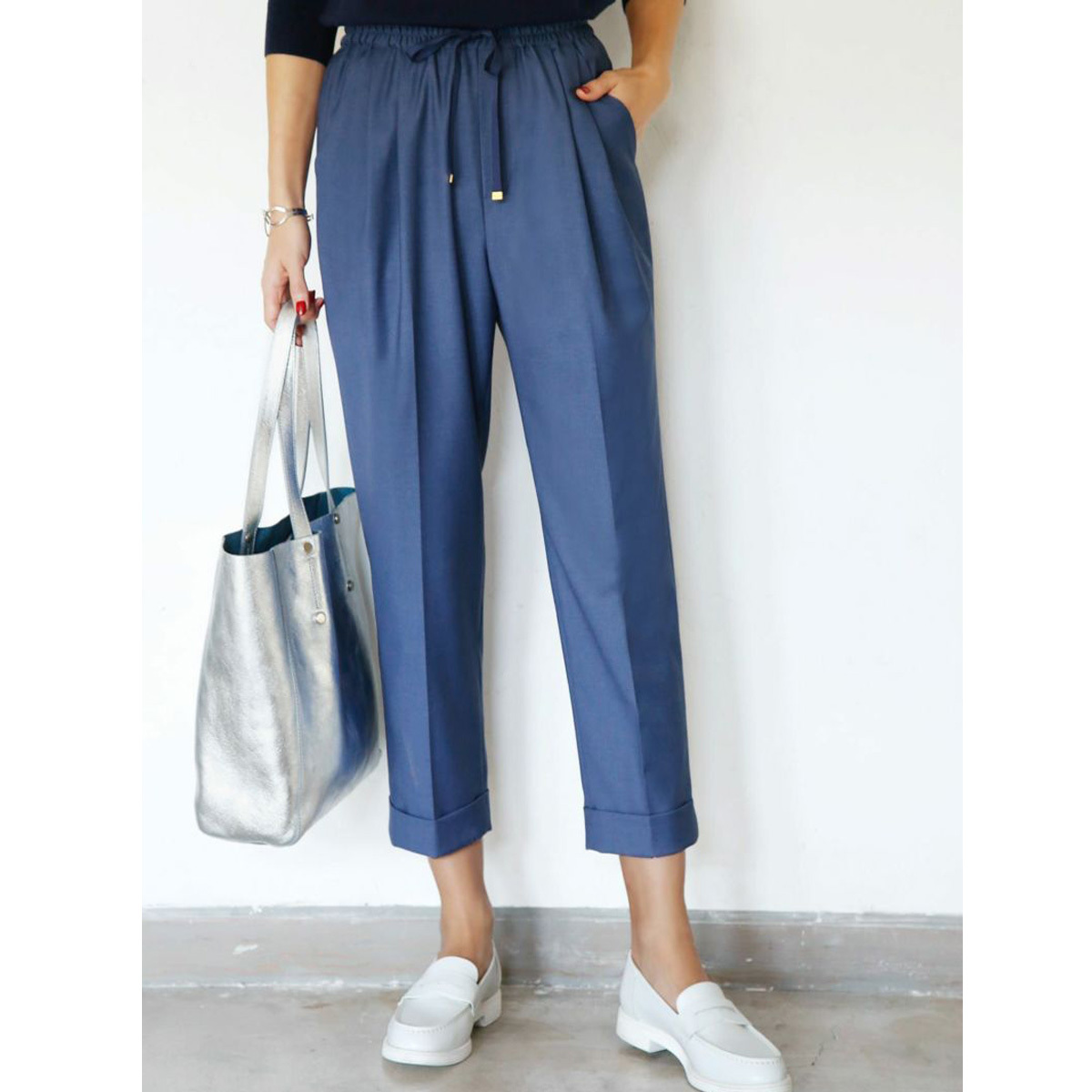 【STYLE DELI】【Made in JAPAN】裾折りセンターラインパンツB／ブルー・Sサイズ