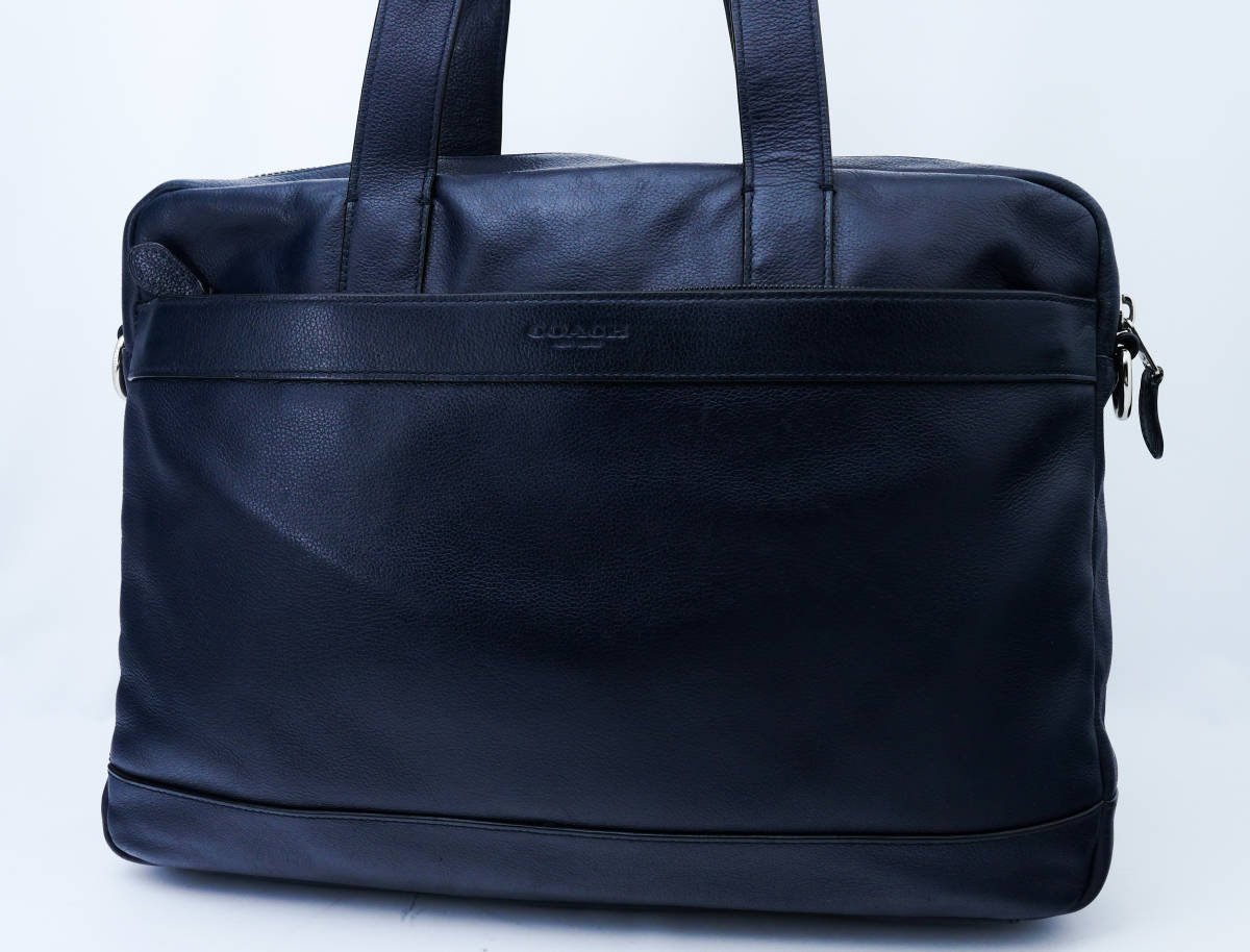 極上美品 コーチ COACH トートバッグ ダークネイビー レザー メンズ 
