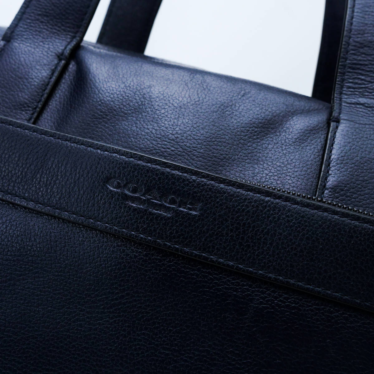 極上美品 コーチ COACH トートバッグ ダークネイビー レザー メンズ 