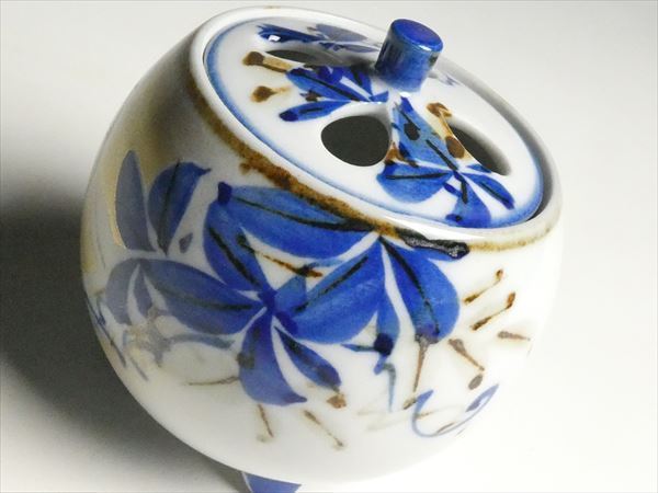 九谷焼 香炉 色絵 共箱 - 金襴手 香爐 角福 色絵金襴手『雲浪龍鳳