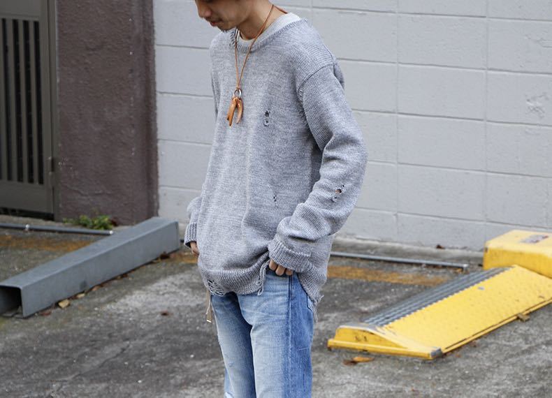 vendor Things COTTON CREW NECK DAMAGED SWEATER nonnative ノン 