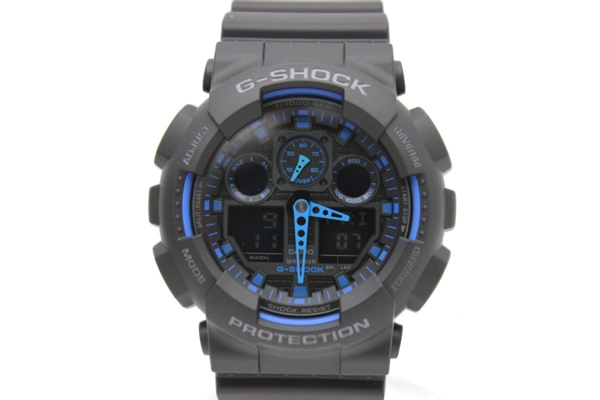 【展示品】 カシオ Gショック GA-100-1A2DR ブラック×ブルー クォーツ デジアナモデル