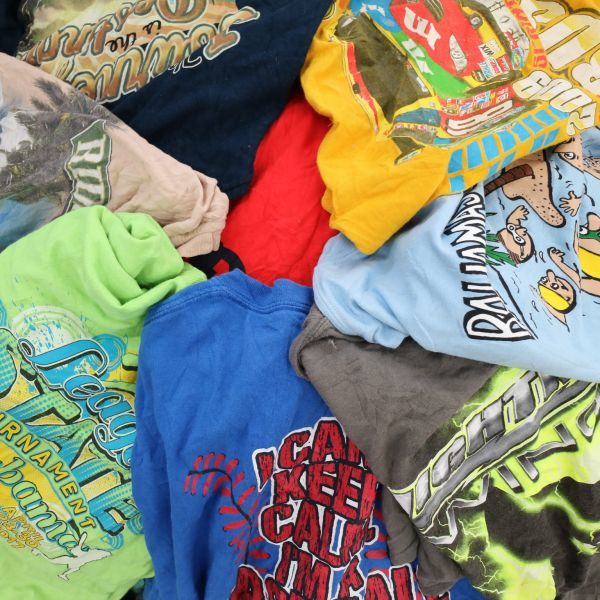 ★訳あり 60枚 レーシング イラスト 英文字 他 半袖 プリント Tシャツ set[メンズ] まとめ売り 古着 最落なし 1円スタート 訳有278