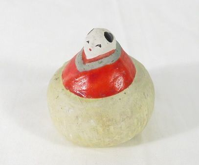 3☆古玩具/伝統工芸【古い張子人形「玉うさぎ」縁起物】戦前/三春張子
