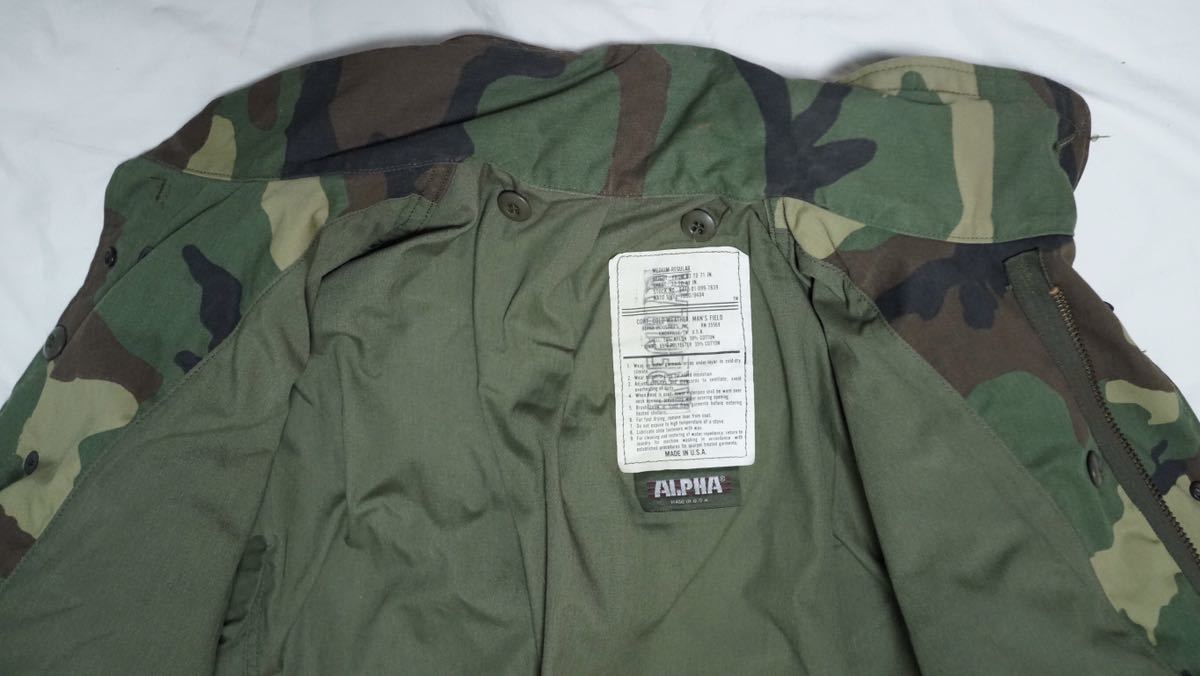 USA製 ALPHA アルファ M-65 迷彩カモフラ フィールドコート L～XL 