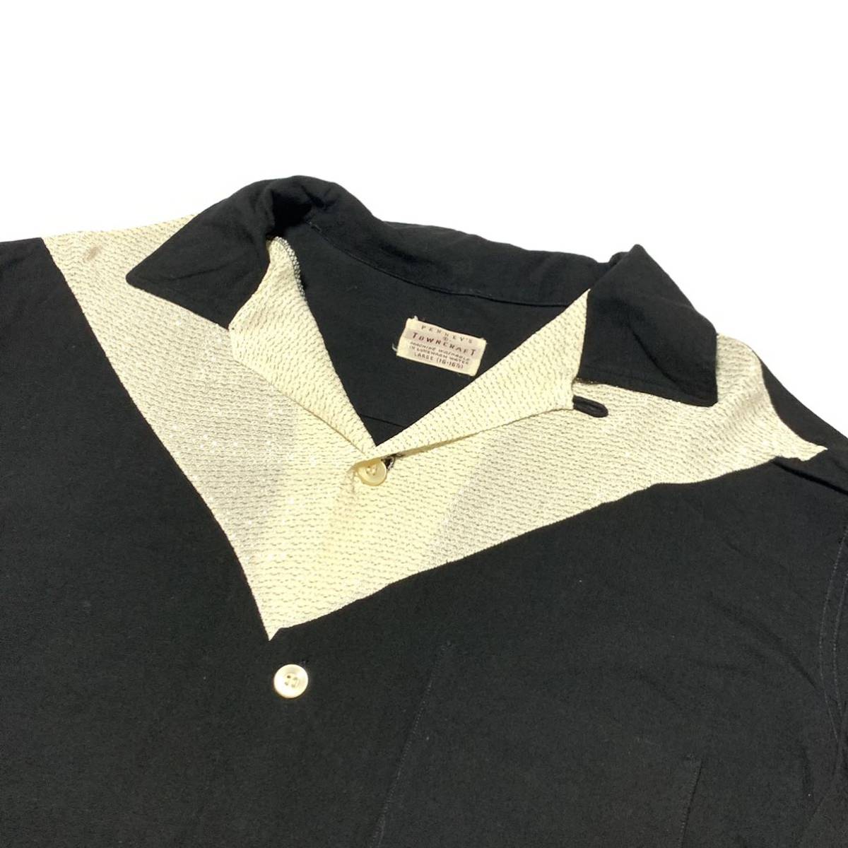 希少 50s ビンテージ TOWNCRAFT ブラック レーヨンシャツ 長袖シャツ 