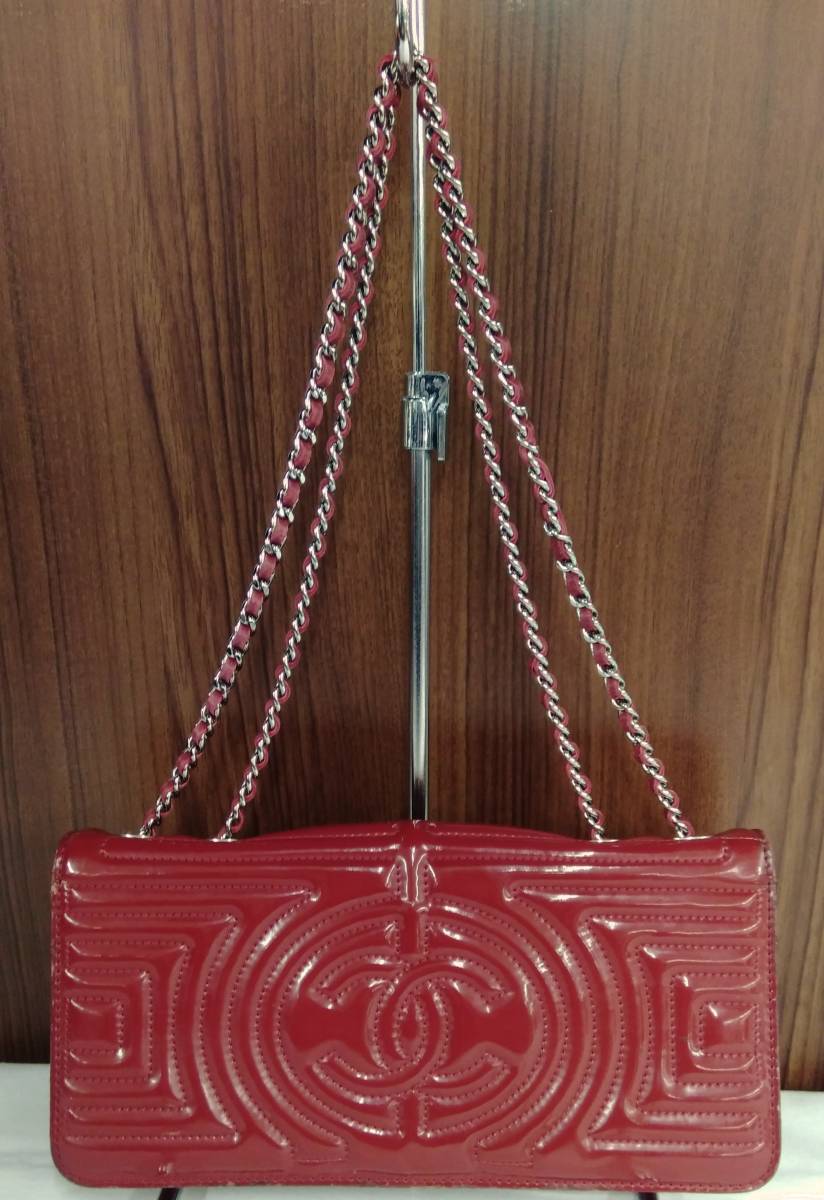 CHANEL シャネル Wチェーン ショルダーバッグ パテントレザー エナメル 
