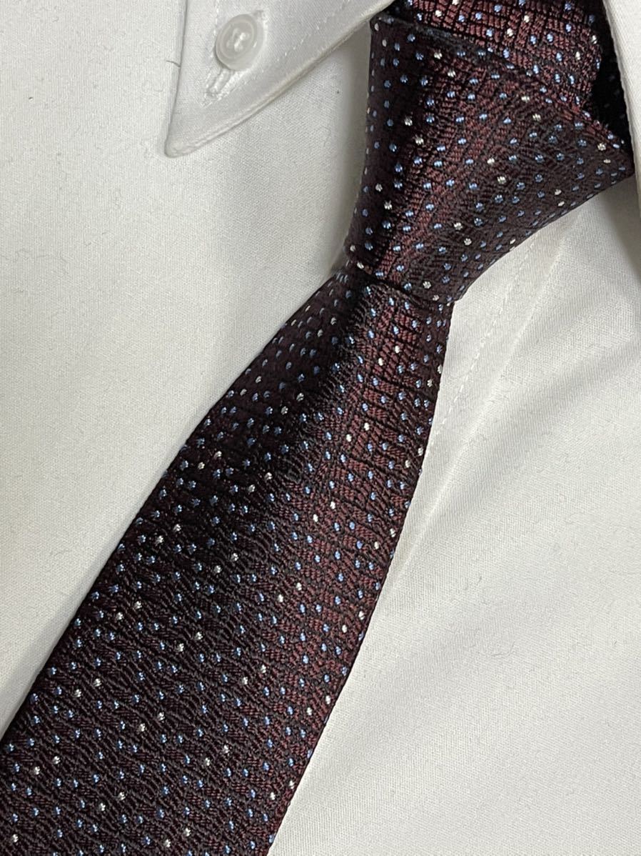 新品未使用タグ付 ″LANVIN en Bleu″ ランバン ドット ナロータイ ブランドネクタイ 104338