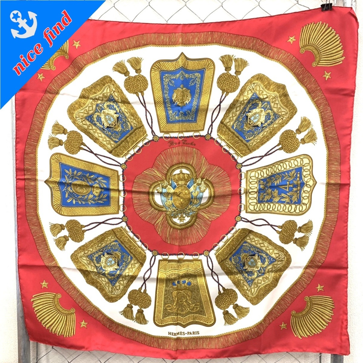 ◇エルメス HERMES◇カレ90 Poste et Cavalerie サーベル飾袋 スカーフ