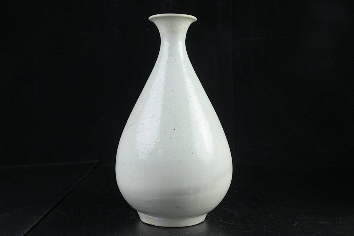 ◇舩◇ 李朝時代 白磁製 花瓶 32cm 大徳利 朝鮮古陶 唐