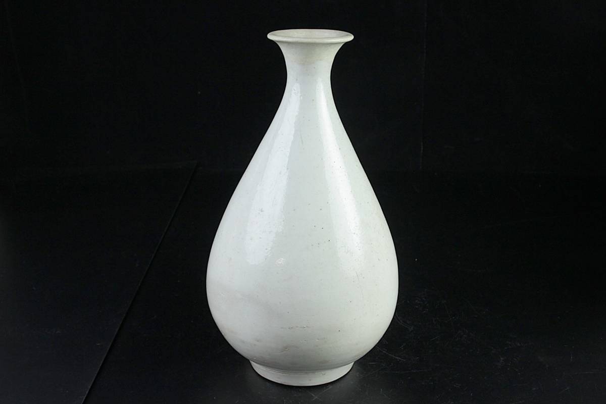 ◇舩◇ 李朝時代 白磁製 花瓶 32cm 大徳利 朝鮮古陶 唐