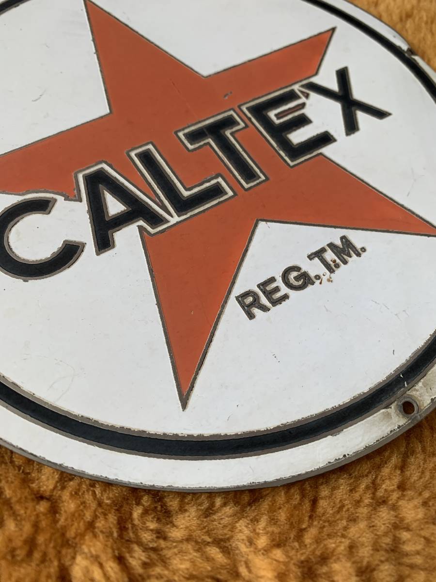 日本石油 CALTEX ブリキ看板 カルテックス レトロ 看板 ビンテージ