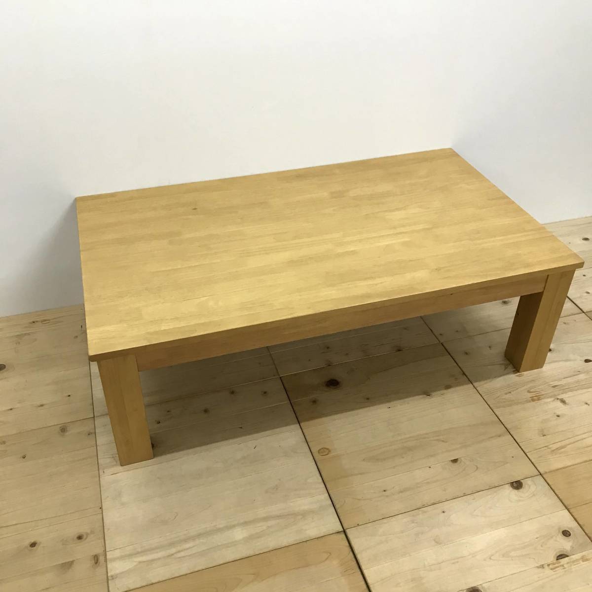 ラバーウッド無垢材 天然木 座卓 ローテーブル ナチュラル 120㎝ 4本脚