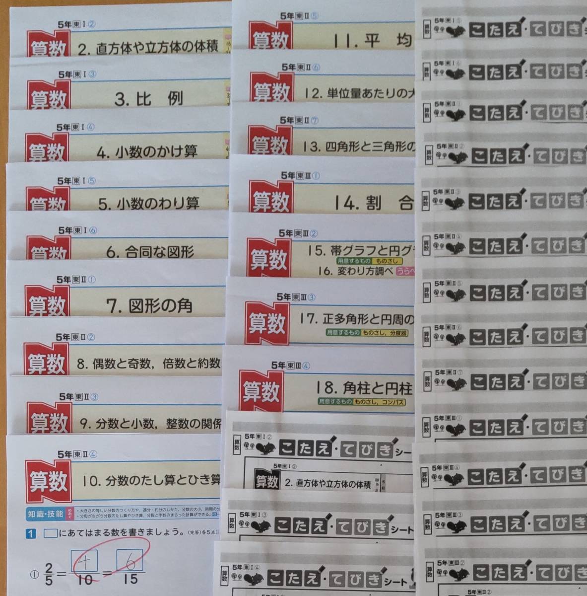 小学5年生 算数 カラーテスト 2020年度 過去問1年分 教科書→東京
