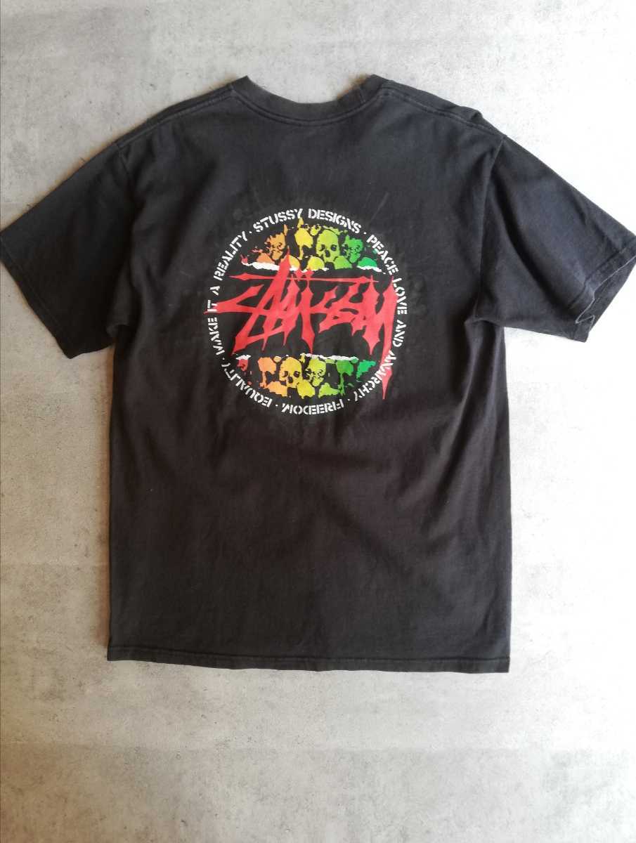 OLD STUSSY スカル Tシャツ 黒 M ヴィンテージ ステューシー 希少 レア 