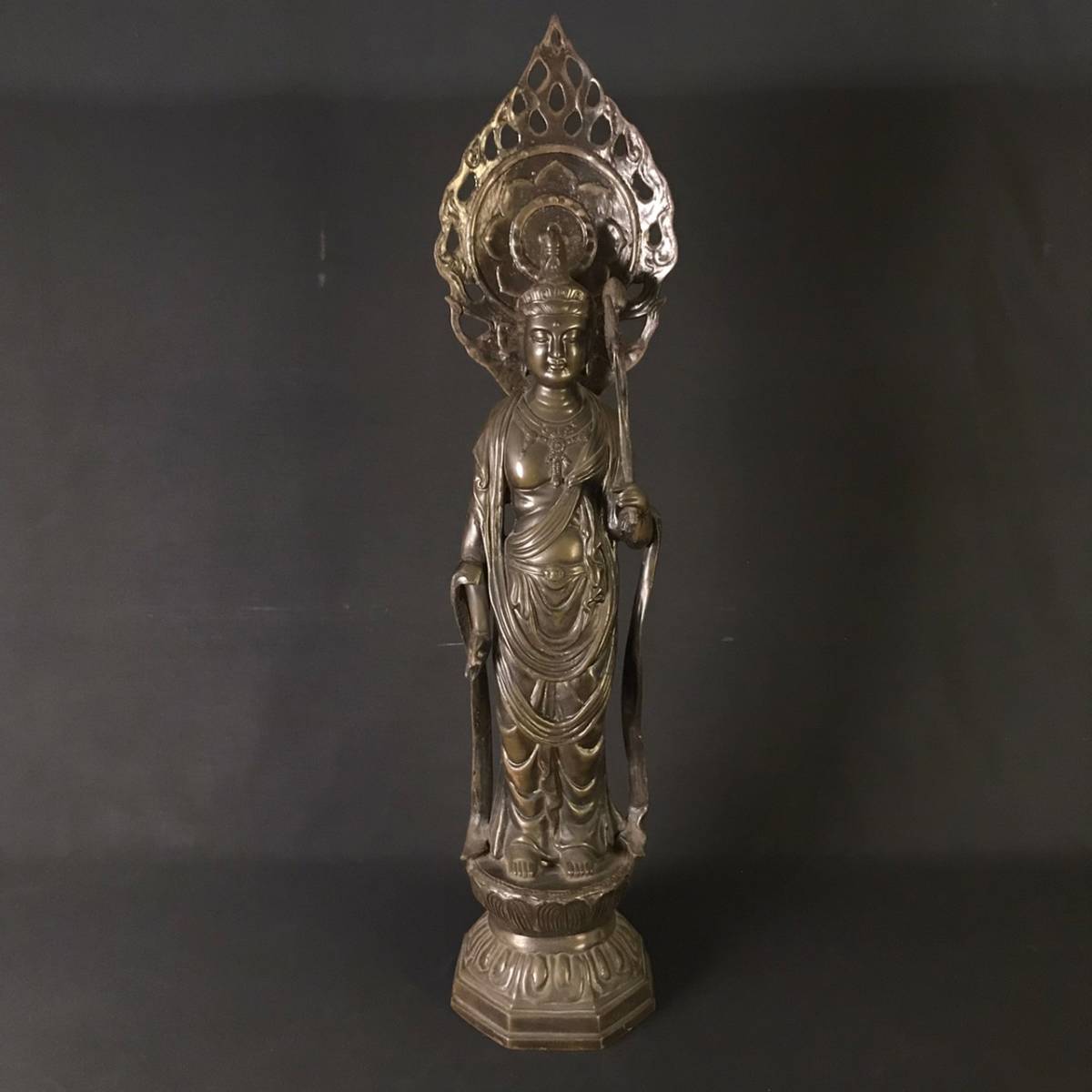 観音菩薩立像 仏像 EJ0423-118-30 高さ90cm 鋳銅製 仏教美術 美術工芸
