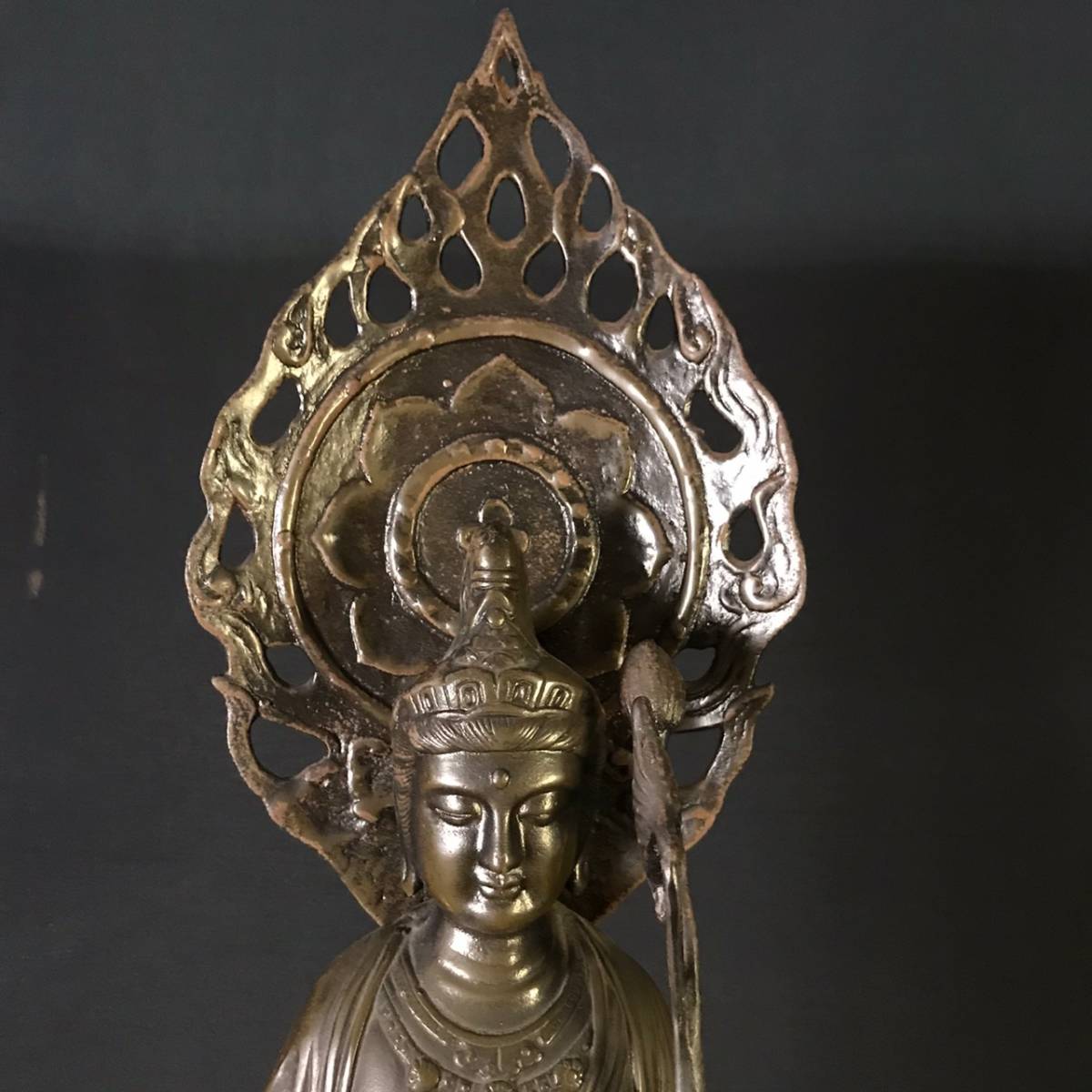 観音菩薩立像 仏像 EJ0423-118-30 高さ90cm 鋳銅製 仏教美術 美術工芸