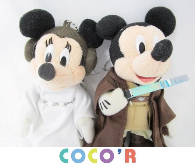【同梱可】良品 ディズニー ミッキー ミニー スティッチ ぬいぐるみバッジ スターウォーズ レイア ヨーダ 等 タグ付き 3点 グッズセット_2