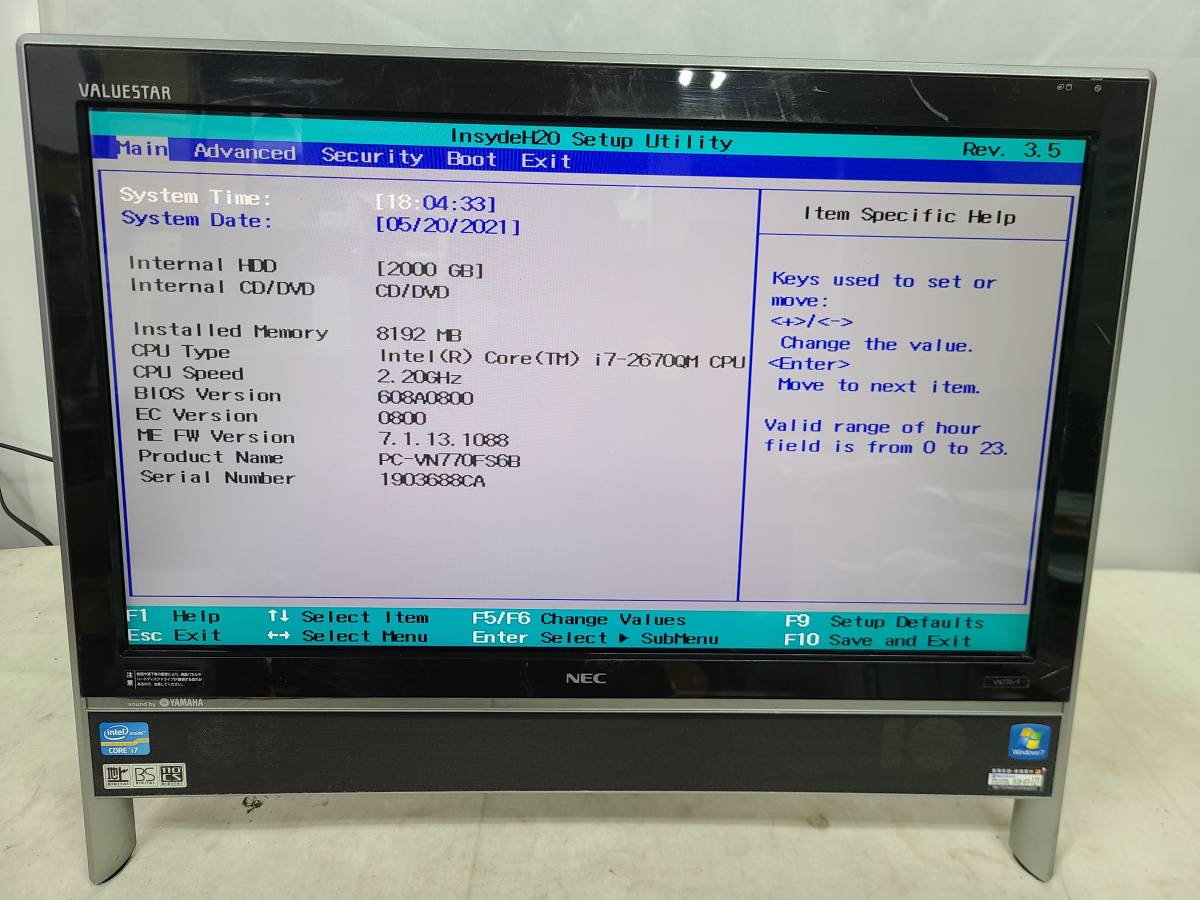958 Nec Pc Vn770fs6b Win7 Corei7 2670qm Hdd 2tb メモリ 8gb Acアダプター付き モニタ一体型 売買されたオークション情報 Yahooの商品情報をアーカイブ公開 オークファン Aucfan Com