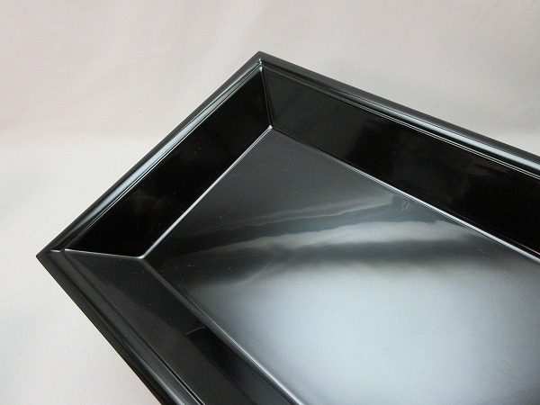 306322【年代物 真塗 長方盆 黒塗 紙化粧箱 茶道具】 検) 煎茶
