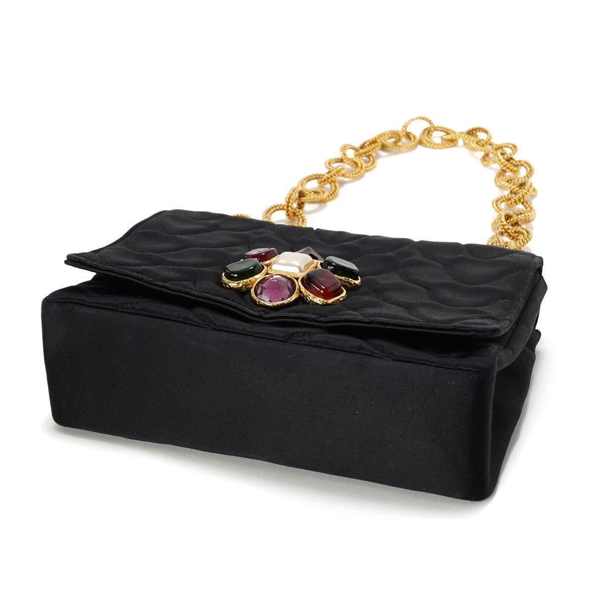 激レア vintage CHANEL 1990 グリポア チェーン ショルダーバッグ 黒 