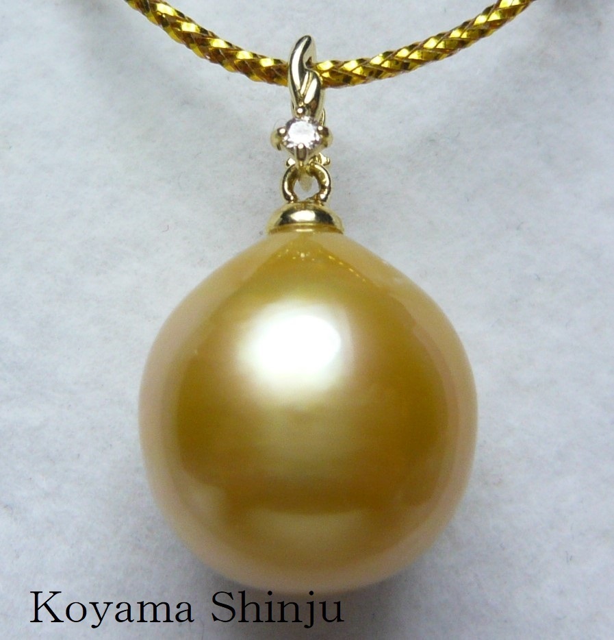 ☆小山真珠☆1円～現品限り！美色カラー！天然ゴールド大珠12.3ミリ