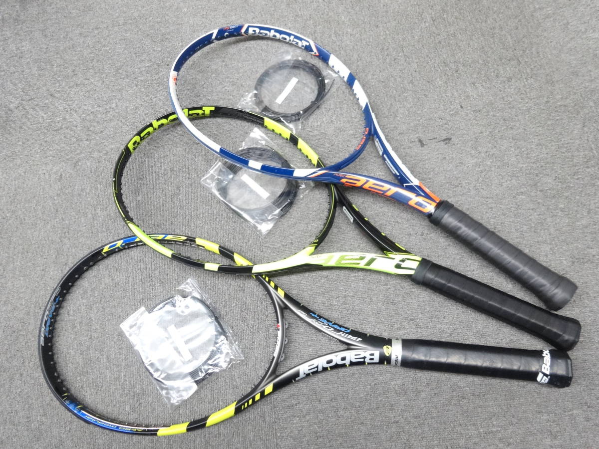 ■164：中古品　バボラ　アエロシリーズ　３本セット　ガット付（トアルソン：ポリエステルストリング)