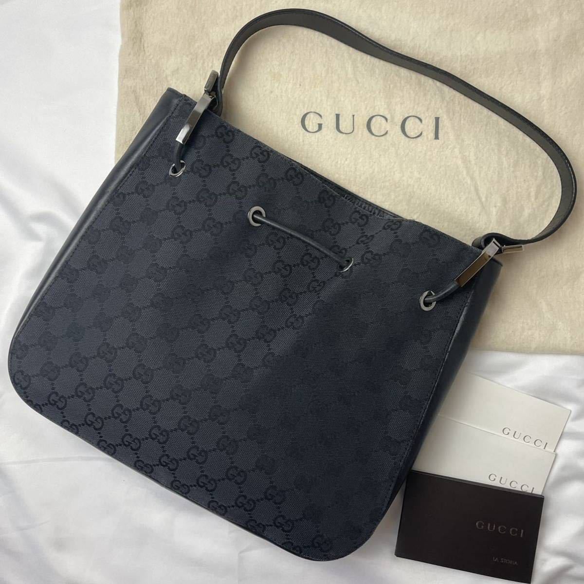 ☆1円スタート☆ 最高級 美品 GUCCI グッチ 巾着 GG柄 GG ブラック