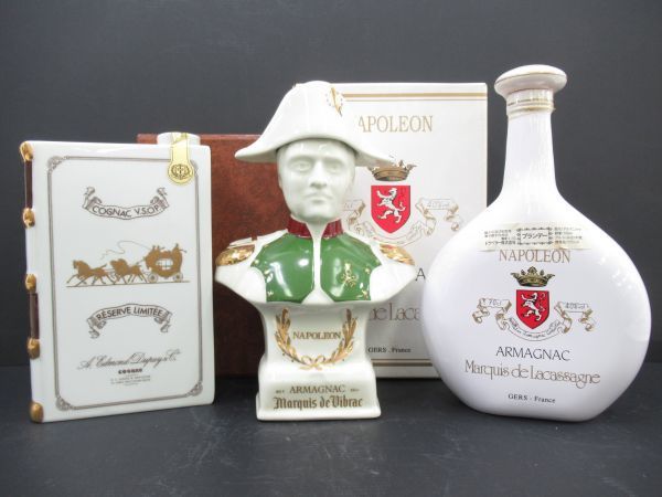 古酒 3本セット ブランデー 各種 陶器 デュピュイ マルキ ド ヴィ