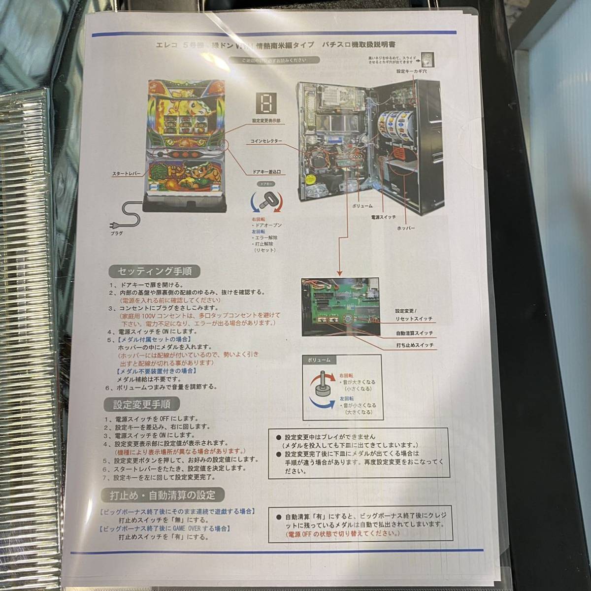 緑ドン パチスロ実機 VIVA!情熱南米編（5号機）コイン不要機 ID：123