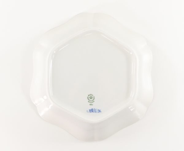 ■ロイヤルコペンハーゲン ブルーフルーテッド プレイン ケーキ皿 六角皿 約22.3cm 現状品 ROYAL COPENHAGEN 【大人気， 人気SALE】