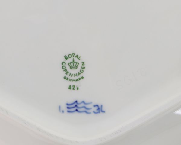 ■ロイヤルコペンハーゲン ブルーフルーテッド プレイン ケーキ皿 六角皿 約22.3cm 現状品 ROYAL COPENHAGEN 【大人気， 人気SALE】
