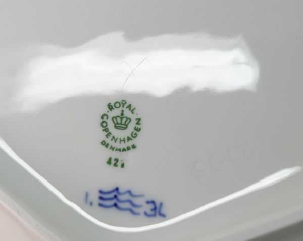 ■ロイヤルコペンハーゲン ブルーフルーテッド プレイン ケーキ皿 六角皿 約22.3cm 現状品 ROYAL COPENHAGEN 【大人気， 人気SALE】