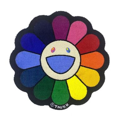 Flower 村上隆 kaikaikiki Rainbow Floor グレー フロアマット Ecru