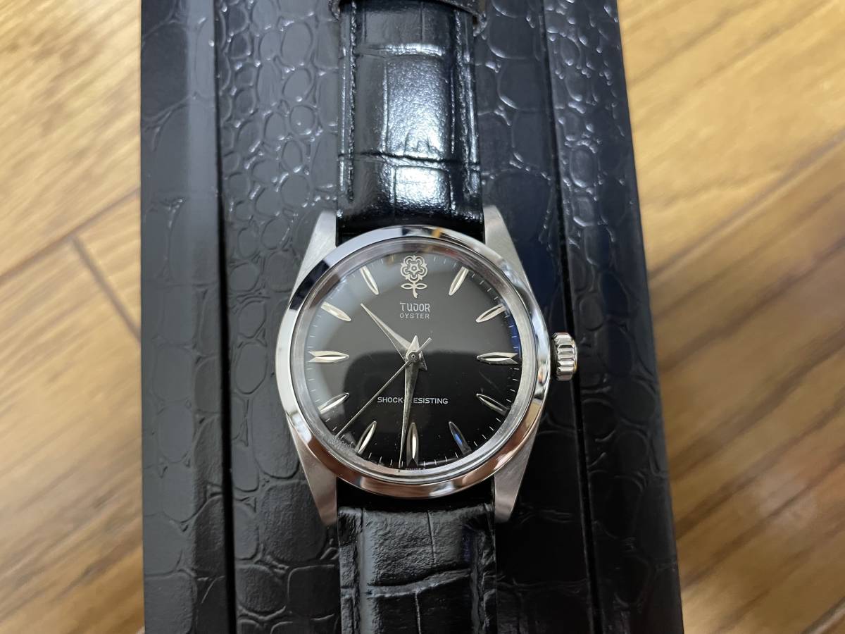TUDOR チュードル デカバラ 7934 1950~1960年代 ブラックダイヤル 手巻き 巻き込み竜頭 革ベルト