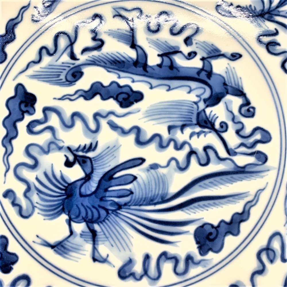 未使用・共箱付】十四代 辻常陸 染錦鳳凰文 銘々皿 宮内庁御用達